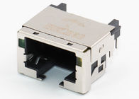 Single Port RJ45 Plug PCB Mount Tab Down RoHS Compliant With Yellow / Green LED